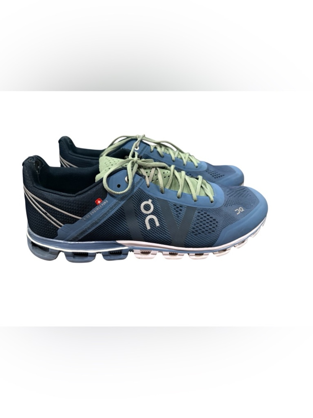 On Running CloudFlow Shoes Men's Blue Green Athletic Run Training Sneakers Sz 12